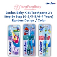 JORDAN Baby Toothbrush Berus Gigi Bayi Kanak-Kanak Step By Step 1 / 2 / 3 (2's / Twin Pack) - Random
