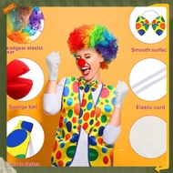Kostum badut untuk bermain peranan, kostum rambut palsu, pakaian, kostum cosplay hidung berwarna-war