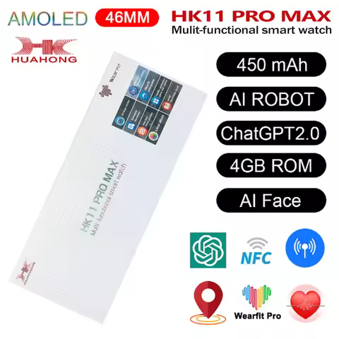 New HK11 Pro Max SmartWatch AMOLED Series 10 NFC Compass 4GB AI Robot Clock Bluetooth Network ChatGP
