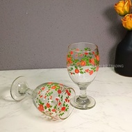 2pcs Glass Goblet Rose Design Goblet Glass Cup