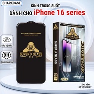 Premium transparent tempered glass for iPhone 16, 16 pro max plus ip phone screen protector