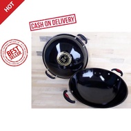 HITAM Enamel WOKEN KATEL STAINLESS WOK WOK WOK WOK WOK Black 34cm/non-stick frying pan