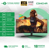 Titan Army C34CHR 34 inch WQHD 3440*1440 resolution 144Hz refresh rate with 1ms response time VA R1500 curved monitor