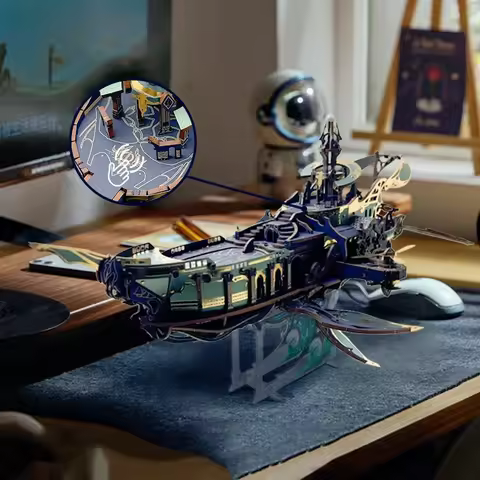 DIY 3D Wooden Puzzle Whale Ark of The Universe Spaceship Jigsaw Puzzle Assembly Miniature Model Kits