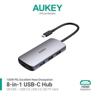 AUKEY CB-C85 USB C Hub 8-in-1 with 4K HDMI, Gigabit Ethernet, 3 USB 3.0, 100W PD Charging, SD&Micro 