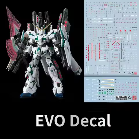 EVO Decal E-RG30 for RG 1/144 RX-0 FULL ARMOR UNICORN Mobile Suit Fluorescent Water Stickers for Mod