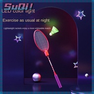 SUQI Luminous Badminton Racket, With Light Single And Double Racket Badminton Racket Set, Durable Ultra-Light Sports Equipment Sports
