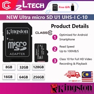 【𝗥𝗘𝗔𝗗𝗬 𝗦𝗧𝗢𝗖𝗞】Kingston Micro SD Card 8GB/16GB/32GB/64GB/128GB/256GB/512GB 100% Original Kingston 100MB/s Class 10 Memory Card TF Card microSDHC microSDXC microsd for Smartphone CCTV Camera DashCam+card reader