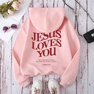 Women's Hoodie With Slogan Print JESUS LOVES YOU WE LOVE EACH OTHER BECAUSE HE LOVED US FIRST 1 JOHN