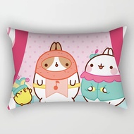 50x30 CM Rectangular Pillow Cover Cute Cartoon Molang Pattern Double-Sided Print Polyester Pillowcas