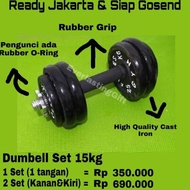 Dumbell Barbell Set 15kg Ready to Gosend