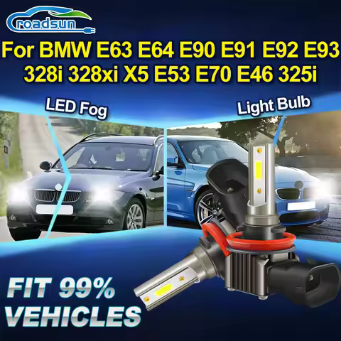 ROADSUN 2X Canbus Car LED Fog Light Bulb Vehicle Fog Lamp Ampoule For BMW E63 E64 E90 E91 E92 E93 32