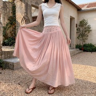Zeolore White A-Line Maxi Skirt - Retro Holiday Bohemian Style QT2902