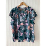 BB Light Poly Fabric NINE WEST 2XL Bust 58 Inches Length 27 Plus Size Women's Shirt Floral Pattern G