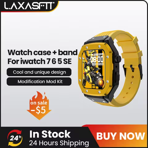 Luxury Modification Kit For Apple Watch Series 7 6 5 SE 45mm Men Rugged Case For Metal Cover+Silicon