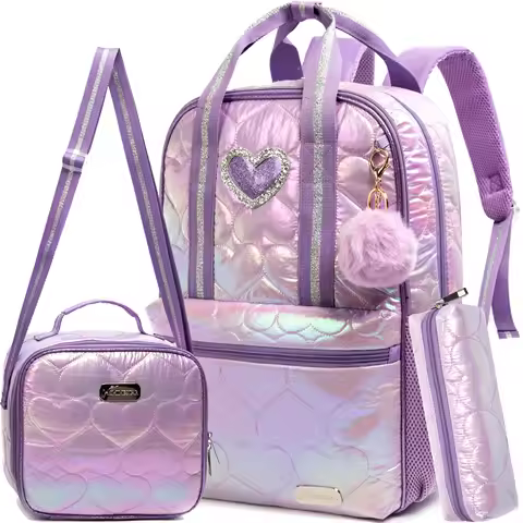 Teen Girls Love Backpack with Lunch Box for Big Kids School Backpacks for Elementary Student Age 6-1