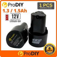 PRODIY Cordless Drill Battery Rechargeable 12V 1.5Ah / 1.3Ah Lithium Li-Ion Battery 500 / 300 Cycles