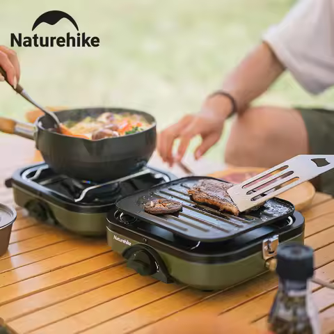 Naturehike Camping Stove 2 Burner Portable High Firepower Folding Camping Gas Burner with Griddle Ou