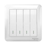 Schneider Affle Plus A3G34B2A_WE_G2 4 Gang 2 Way Flush Switch 10AX Wall Light Switch White (Urbanwar