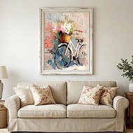 花徑輕旅 藝術微噴 歐式復古油畫花卉單車 浪漫質感居家美學裝飾