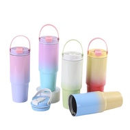 T909 Macaroon Tumbler Gradation Tumbler With Handle 890ml Aesthetic Tumbler Viral Tumbler Stainless 