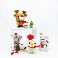 【聖誕節】紅鼻子麋鹿 雪人 貓咪 走路發條玩具3入1組