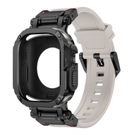 Silicone Rubber Strap and Case Kit compatible with iwatch 44mm/45mm/46mm For iWatch band Series Ultr