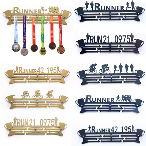 Gold/Black Medal Hanger Display Holder Rack for Marathon Running Medal Display Holder for Wall Medal