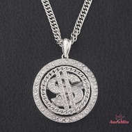 [AuraMio] Big Rotatable US Dollar Money Sign Pendant Necklace Men Rapper Hip Hop new