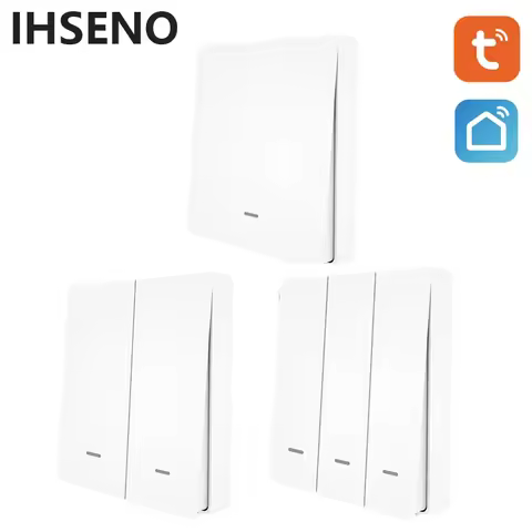 IHSENO Tuya ZigBee Smart Scene Switch Wireless Free Sticker Wall Scene Switch Push Button Battery Po