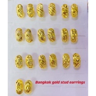 LY 2pairs p99 24k gold plated Bangkok gold stud earrings for women