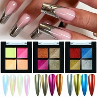 ART B68O 4COLOR SOLID CHROME POWDER AURORA MIX COLOR POWDER CHROME COMPACT 4 COLORS NAILART DECORATI