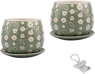 J-kitchens Select No. 4800 Set of 2 Vase, Ceramic, Flowerpot with Saucer, Small Flowers, Nordic Styl