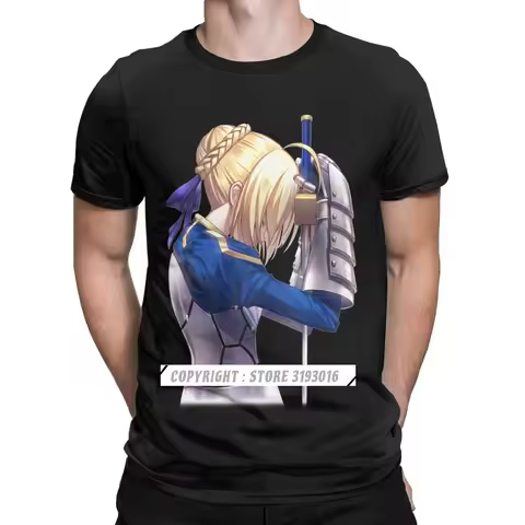Saber Lament Men's Tee Shirt Fate Stay Night Fgo Anime Novelty Tee Shirt O Neck T Shirts Cotton Uniq
