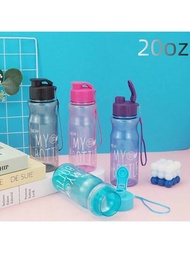 1只20盎司運動飲料杯，便攜式透明塑料水瓶，學生必備，適合戶外運動、健身、旅行