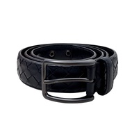Bottega Veneta 黑頭 黑編織 皮帶 腰帶
