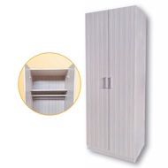 SHIRO Furniture 6 feet 2 Door Wardrobe Clothes Storage Cabinet Almari Baju Kabinet 2 Pintu Grey Whit