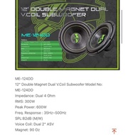 Mohawk Woofer 12inc Me-124DD Mohawk Subwoofer 12 Inch (1pc) Double Magnet Double Coil 300W Mohawk Sp