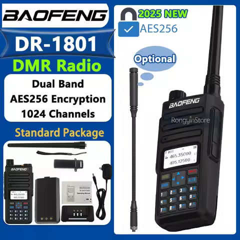Baofeng DR-1801 Walkie Talkie Dual Time Slot AES256 Digital DM-1801 Upgraded DR-1801UV Dual Band 136