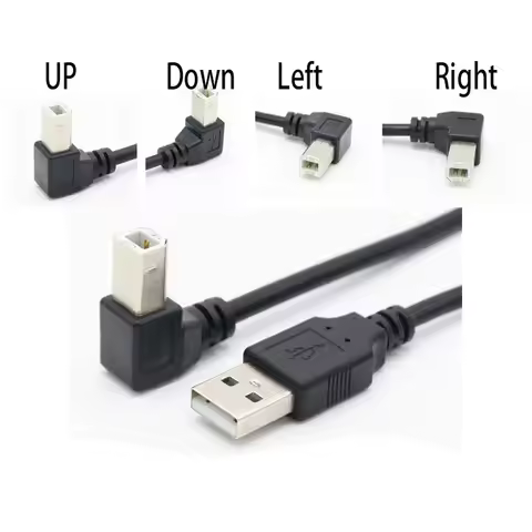 Type A Male to Type B Male 90 degree Up & Down & Left & Right Angled USB 2.0 Printer Scanner Cable 3