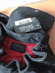 Versace Jeans 凡賽斯 蛇魔女 後背包 書包 肩背包 束口袋 抽繩 毛料 撞色 毛呢 皮革 拼接 口蓋包 側背包