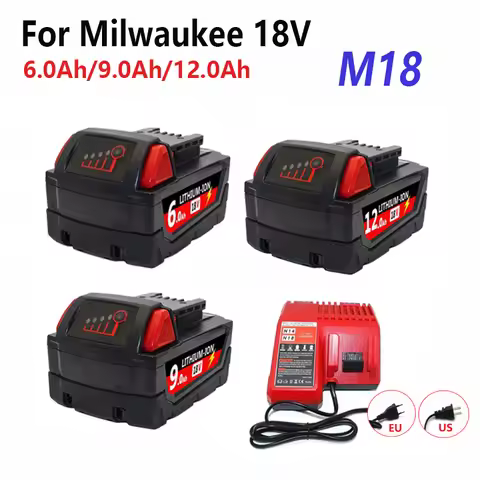 6.0Ah/9.0Ah/12.0Ah For Milwaukee M18 18V Replacement For Milwaukee M18B5 XC Li-ion battery 48-11-181