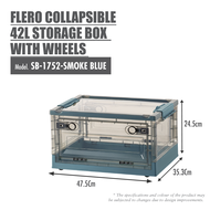 [HOUZE] FLERO Collapsible 30L|42L|55L|90L|120L Storage Box With Wheels (6 Color) - Container | Plast