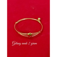 2 gram light gold strawberry children's bracelet