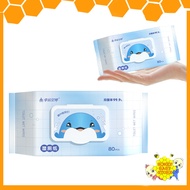 Portable Kid Toilet Hygienic Tissue Cute Whale Design Non-Alcohol Toilet Wipes Wet Tissue Children D