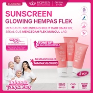 HIQWEEN Sunscreen SPF 50 PA+++ 3Pcs 250K Hybrid Sunscreen Healthy Glow Finished UV Protection a B