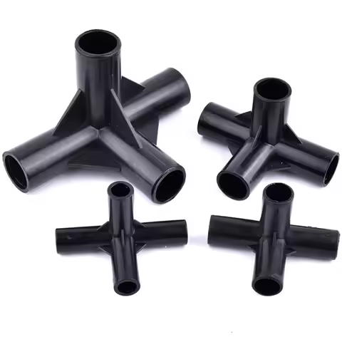 8/12/16/19mm Black PVC Pipe Fittings 4-way Connector Tent Wardrobe Fixed Fittings Plants Support Joi