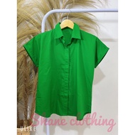 SHANE CLOTHING KEMEJA WANITA POLOS LENGAN PENDEK BAHAN KATUN POPLIN 8007