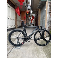 (Chat with shop before ordering) Track Cypher fixed gear bike, black, 3-blade wheels, 7cm, Track han