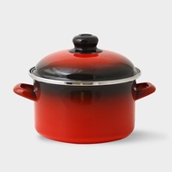 [ELO] 18cm Red Enamel Cooking Pot / Cute Deep Soup Stew Stock Pot